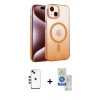 MARSİLYAN™- iPhone 14 Kılıf Ahenk Doku Özel Seri - Şeffaf Royal Nano Ekran Koruyucu + Shine Kamera Lens - YL