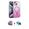 MARSİLYAN™- iPhone 14 Kılıf Ahenk Doku Özel Seri - Siyah 3D Antistatik Cam Ekran Koruyucu + Raze Metal Kamera Lens - KI