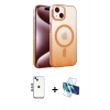 MARSİLYAN™- iPhone 14 Kılıf Ahenk Doku Özel Seri - Siyah 3D Antistatik Cam Ekran Koruyucu + Shine Kamera Lens - MI