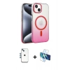 MARSİLYAN™- iPhone 14 Kılıf Ahenk Doku Özel Seri - Siyah 3D Antistatik Cam Ekran Koruyucu + Shine Kamera Lens - MI