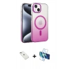 MARSİLYAN™- iPhone 14 Kılıf Ahenk Doku Özel Seri - Siyah 3D Antistatik Cam Ekran Koruyucu + Diamond Kamera Lens - YL