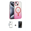 MARSİLYAN™- iPhone 14 Kılıf Ahenk Doku Özel Seri - Siyah 3D Antistatik Hayalet Cam Ekran Koruyucu + Shine Kamera Lens - MI