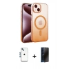 MARSİLYAN™- iPhone 14 Kılıf Ahenk Doku Özel Seri - Siyah 3D Antistatik Hayalet Cam Ekran Koruyucu + Shine Kamera Lens - MI