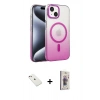 MARSİLYAN™- iPhone 14 Kılıf Ahenk Doku Özel Seri - Siyah Bilvis 3D Cam Ekran Koruyucu + Diamond Kamera Lens - PE