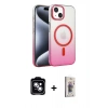 MARSİLYAN™- iPhone 14 Kılıf Ahenk Doku Özel Seri - Siyah Bilvis 3D Cam Ekran Koruyucu + PVD Metal Kamera Lens - MI