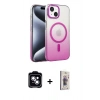 MARSİLYAN™- iPhone 14 Kılıf Ahenk Doku Özel Seri - Siyah Bilvis 3D Cam Ekran Koruyucu + PVD Metal Kamera Lens - MI