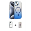 MARSİLYAN™- iPhone 14 Kılıf Ahenk Doku Özel Seri - Siyah Bilvis 3D Cam Ekran Koruyucu + Shine Kamera Lens - MI