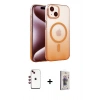 MARSİLYAN™- iPhone 14 Kılıf Ahenk Doku Özel Seri - Siyah Bilvis 3D Cam Ekran Koruyucu + Shine Kamera Lens - KI