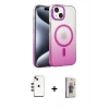MARSİLYAN™- iPhone 14 Kılıf Ahenk Doku Özel Seri - Siyah Bilvis 3D Cam Ekran Koruyucu + Shine Kamera Lens - KI