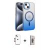 MARSİLYAN™- iPhone 14 Kılıf Ahenk Doku Özel Seri - Siyah Bilvis 3D Cam Ekran Koruyucu + Shine Kamera Lens - KI