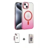 MARSİLYAN™- iPhone 14 Kılıf Ahenk Doku Özel Seri - Siyah Bilvis 3D Cam Ekran Koruyucu + Shine Kamera Lens - KI
