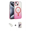 MARSİLYAN™- iPhone 14 Kılıf Ahenk Doku Özel Seri - Siyah Bilvis 3D Mat Cam Ekran Koruyucu + Diamond Kamera Lens - SABE