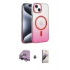MARSİLYAN™- iPhone 14 Kılıf Ahenk Doku Özel Seri - Siyah Bilvis 3D Mat Cam Ekran Koruyucu + Raze Metal Kamera Lens - MR