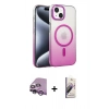 MARSİLYAN™- iPhone 14 Kılıf Ahenk Doku Özel Seri - Siyah Bilvis 3D Mat Cam Ekran Koruyucu + Raze Metal Kamera Lens - MR