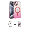 MARSİLYAN™- iPhone 14 Kılıf Ahenk Doku Özel Seri - Siyah Bilvis 3D Mat Cam Ekran Koruyucu + Shine Kamera Lens - GD