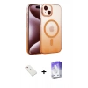 MARSİLYAN™- iPhone 14 Kılıf Ahenk Doku Özel Seri - Siyah Bilvis 5in1 3D Magic Cam Ekran Koruyucu + Diamond Kamera Lens - KI