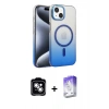 MARSİLYAN™- iPhone 14 Kılıf Ahenk Doku Özel Seri - Siyah Bilvis 5in1 3D Magic Cam Ekran Koruyucu + PVD Metal Kamera Lens - GS