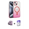 MARSİLYAN™- iPhone 14 Kılıf Ahenk Doku Özel Seri - Siyah Bilvis 5in1 3D Magic Cam Ekran Koruyucu + Mor Raze Metal Kamera Lens