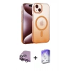 MARSİLYAN™- iPhone 14 Kılıf Ahenk Doku Özel Seri - Siyah Bilvis 5in1 3D Magic Cam Ekran Koruyucu + Mor Raze Metal Kamera Lens