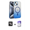 MARSİLYAN™- iPhone 14 Kılıf Ahenk Doku Özel Seri - Siyah Bilvis 5in1 3D Magic Cam Ekran Koruyucu + PVD Metal Kamera Lens - PE
