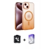 MARSİLYAN™- iPhone 14 Kılıf Ahenk Doku Özel Seri - Siyah Bilvis 5in1 3D Magic Cam Ekran Koruyucu + PVD Metal Kamera Lens - YL