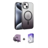 MARSİLYAN™- iPhone 14 Kılıf Ahenk Doku Özel Seri - Siyah Bilvis 5in1 3D Magic Cam Ekran Koruyucu + Raze Metal Kamera Lens - SH