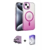 MARSİLYAN™- iPhone 14 Kılıf Ahenk Doku Özel Seri - Siyah Bilvis 5in1 3D Magic Cam Ekran Koruyucu + Raze Metal Kamera Lens - GS