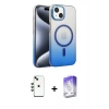 MARSİLYAN™- iPhone 14 Kılıf Ahenk Doku Özel Seri - Siyah Bilvis 5in1 3D Magic Cam Ekran Koruyucu + Shine Kamera Lens - YL