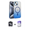 MARSİLYAN™- iPhone 14 Kılıf Ahenk Doku Özel Seri - Siyah Bilvis 5in1 3D Magic Cam Ekran Koruyucu + PVD Metal Kamera Lens - SH