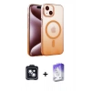 MARSİLYAN™- iPhone 14 Kılıf Ahenk Doku Özel Seri - Siyah Bilvis 5in1 3D Magic Cam Ekran Koruyucu + PVD Metal Kamera Lens - SH