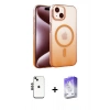 MARSİLYAN™- iPhone 14 Kılıf Ahenk Doku Özel Seri - Siyah Bilvis 5in1 3D Magic Cam Ekran Koruyucu + Shine Kamera Lens - SH