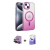 MARSİLYAN™- iPhone 14 Kılıf Ahenk Doku Özel Seri - Siyah Bilvis 5in1 5D Magic Hayalet Cam Ekran Koruyucu + Raze Metal Kamera Lens - SH