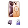 MARSİLYAN™- iPhone 14 Kılıf Ahenk Doku Özel Seri - Siyah Bilvis 5in1 5D Magic Hayalet Cam Ekran Koruyucu + Raze Metal Kamera Lens - SH