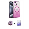 MARSİLYAN™- iPhone 14 Kılıf Ahenk Doku Özel Seri - Siyah Bilvis 5in1 5D Magic Hayalet Cam Ekran Koruyucu + Raze Metal Kamera Lens - KI