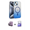 MARSİLYAN™- iPhone 14 Kılıf Ahenk Doku Özel Seri - Siyah Bilvis 5in1 5D Magic Hayalet Cam Ekran Koruyucu + Raze Metal Kamera Lens - SH