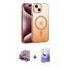 MARSİLYAN™- iPhone 14 Kılıf Ahenk Doku Özel Seri - Siyah Bilvis 5in1 5D Magic Hayalet Cam Ekran Koruyucu + Raze Metal Kamera Lens - KI