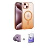 MARSİLYAN™- iPhone 14 Kılıf Ahenk Doku Özel Seri - Siyah Bilvis 5in1 5D Magic Hayalet Cam Ekran Koruyucu + Raze Metal Kamera Lens - GS