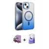 MARSİLYAN™- iPhone 14 Kılıf Ahenk Doku Özel Seri - Siyah Bilvis 5in1 5D Magic Hayalet Cam Ekran Koruyucu + Raze Metal Kamera Lens - KI