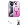 MARSİLYAN™- iPhone 14 Kılıf Ahenk Doku Özel Seri - Siyah Bilvis Hayalet Cam Ekran Koruyucu + Diamond Kamera Lens - PE