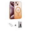 MARSİLYAN™- iPhone 14 Kılıf Ahenk Doku Özel Seri - Siyah Bilvis Hayalet Cam Ekran Koruyucu + Diamond Kamera Lens - PE