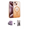 MARSİLYAN™- iPhone 14 Kılıf Ahenk Doku Özel Seri - Siyah Bilvis Hayalet Cam Ekran Koruyucu + Raze Metal Kamera Lens - GS