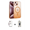 MARSİLYAN™- iPhone 14 Kılıf Ahenk Doku Özel Seri - Siyah Bilvis Hayalet Cam Ekran Koruyucu + Shine Kamera Lens - KI