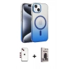 MARSİLYAN™- iPhone 14 Kılıf Ahenk Doku Özel Seri - Siyah Bilvis Hayalet Cam Ekran Koruyucu + Shine Kamera Lens - KI