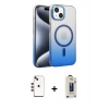 MARSİLYAN™- iPhone 14 Kılıf Ahenk Doku Özel Seri - Siyah Bilvis Hayalet Cam Ekran Koruyucu + Shine Kamera Lens - KI