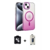 MARSİLYAN™- iPhone 14 Kılıf Ahenk Doku Özel Seri - Siyah Bilvis Hayalet Cam Ekran Koruyucu + PVD Metal Kamera Lens - MI
