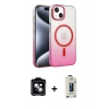 MARSİLYAN™- iPhone 14 Kılıf Ahenk Doku Özel Seri - Siyah Bilvis Hayalet Cam Ekran Koruyucu + PVD Metal Kamera Lens - MI