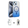 MARSİLYAN™- iPhone 14 Kılıf Ahenk Doku Özel Seri - Siyah Bilvis Hayalet Cam Ekran Koruyucu + Shine Kamera Lens - MI