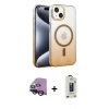 MARSİLYAN™- iPhone 14 Kılıf Ahenk Doku Özel Seri - Siyah Bilvis Hayalet Cam Ekran Koruyucu + Raze Metal Kamera Lens - SH