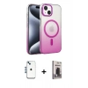 MARSİLYAN™- iPhone 14 Kılıf Ahenk Doku Özel Seri - Siyah Bilvis Hayalet Cam Ekran Koruyucu + Shine Kamera Lens - MI