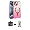 MARSİLYAN™- iPhone 14 Kılıf Ahenk Doku Özel Seri - Siyah Bilvis Hayalet Cam Ekran Koruyucu + PVD Metal Kamera Lens - SH
